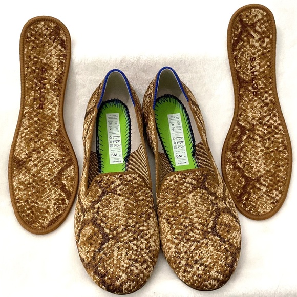 Rothy’s Slip On Ballet Comfort Loafers Bronze Metallic Python Flats Size 9 - Picture 9 of 16